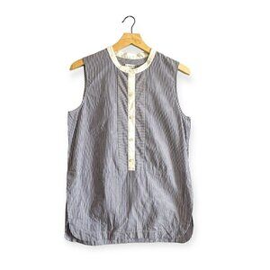 Vince Sleeveless Stripe Poplin Top, Size 6, Blue/white stripes,‎ New with Tag